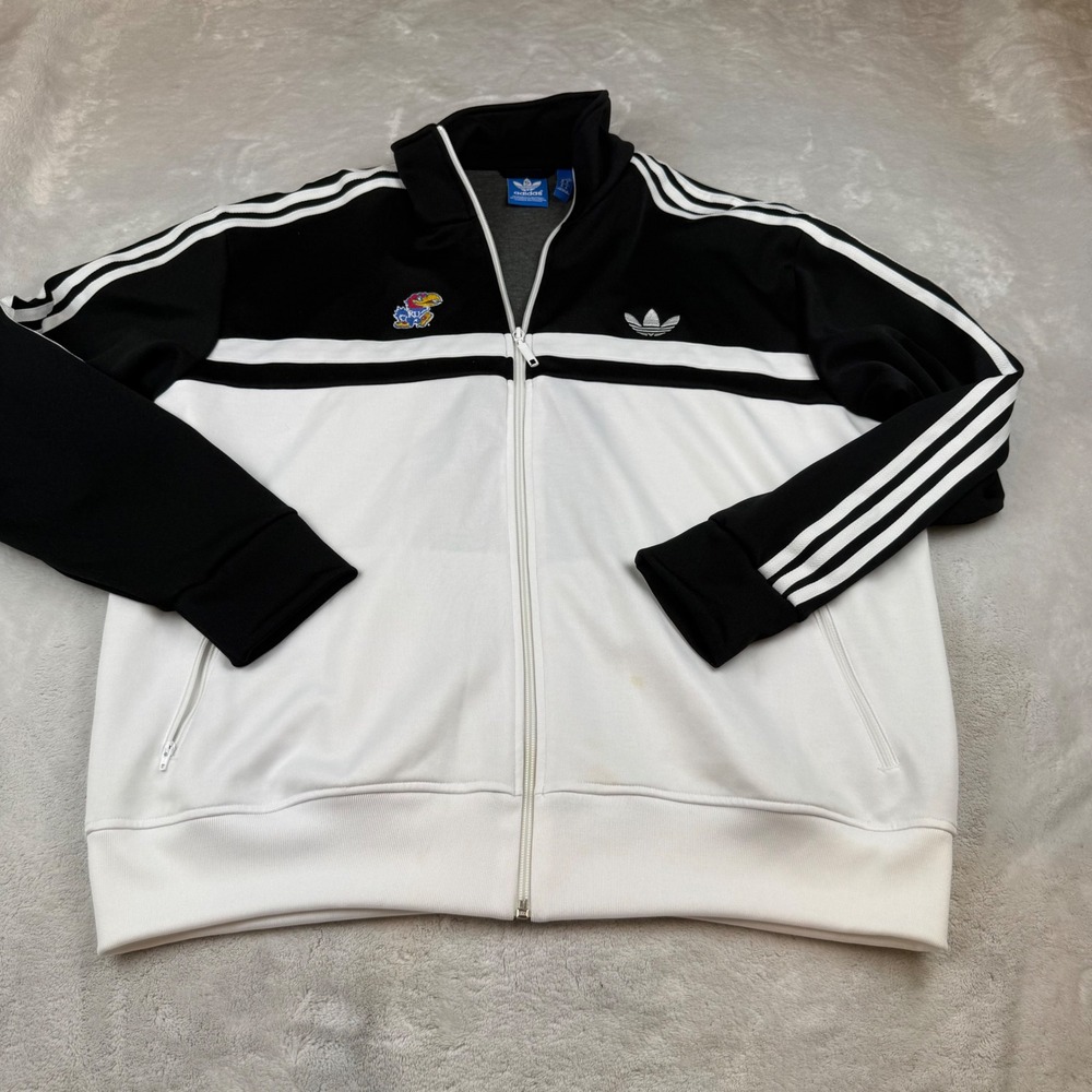 adidas Black and White Track Jacket - KU Jayhawks